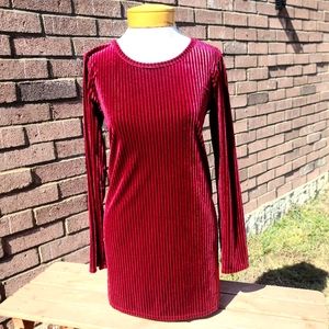 Rich red velvet ribbed tunic